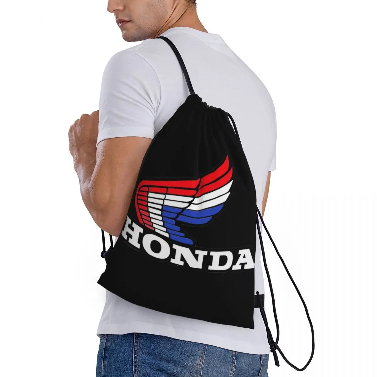 Racing S Hondas-mochila con cordón para motocicleta, bolsa deportiva para gimnasio, bolsas de cuerdas para ciclismo