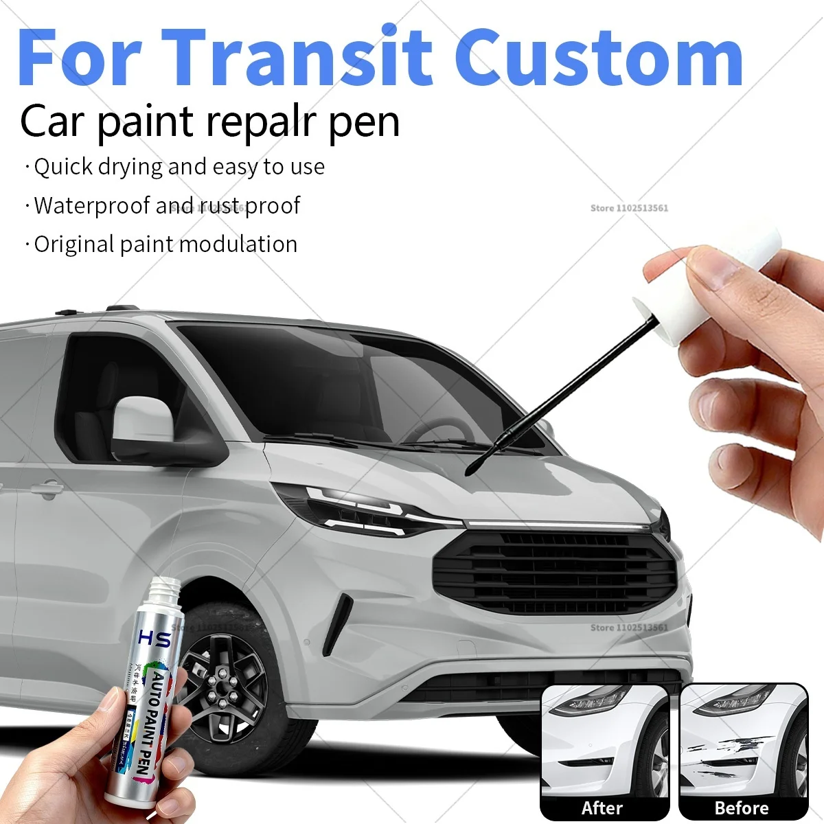 Car Paint Repair Pen For Ford Transit Custom Touch Up Scratch Remover DIY Auto Accessories Black White 1864 Blue 1861 Silver