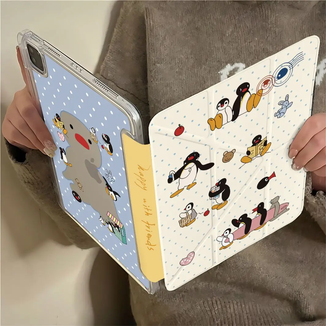 Wave Point Penguin Case For iPad Air 11 Case 10th 11th A16 9th Cover iPad Pro 11 4 5 10.9in 12.9 M2 M3 M4 Mini 7 Pencil Holder