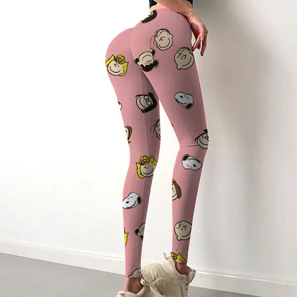 Pantaloni da yoga fitness elastici a vita alta con stampa Snoopy da donna di vendita calda primaverile ed estiva
