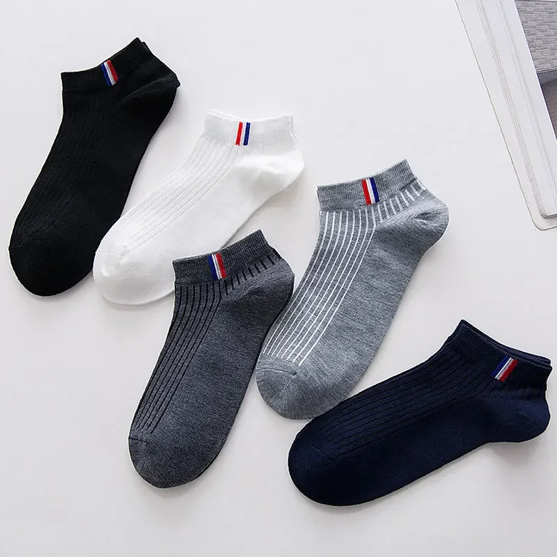 1 Pairs Thin Boat Socks Summer Blending Plain Color Mens Casual Breathable Sweat Absorbing Calibration