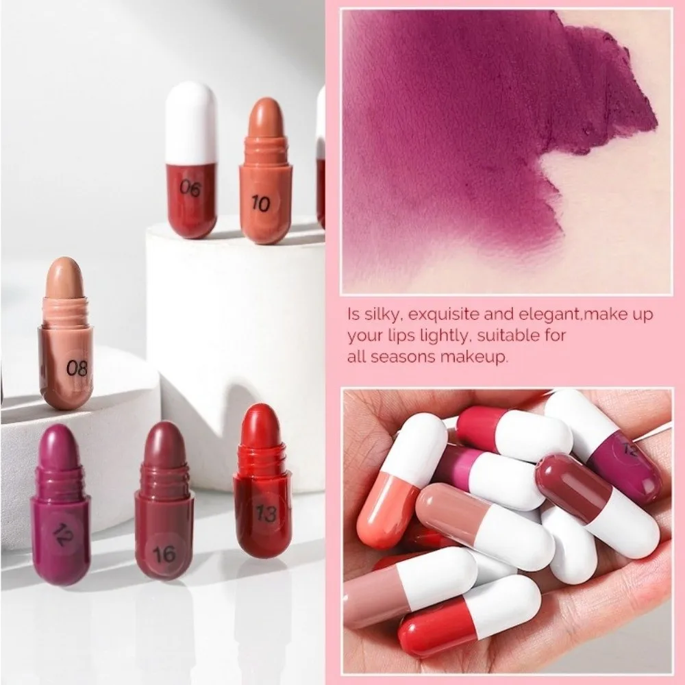 18pcs Soft Matte Finish Capsule Lipstick Set Long Lasting Non-Sticky Texture Lip Gloss Stick Travel Size Velvet Matte Lipstick