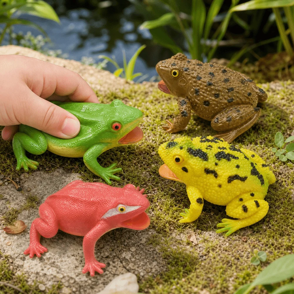 Plastic Simulation Frog Lifelike Appearance Realistic Texture Frog Squeak Interactive Multiple Colors Squeeze Sound