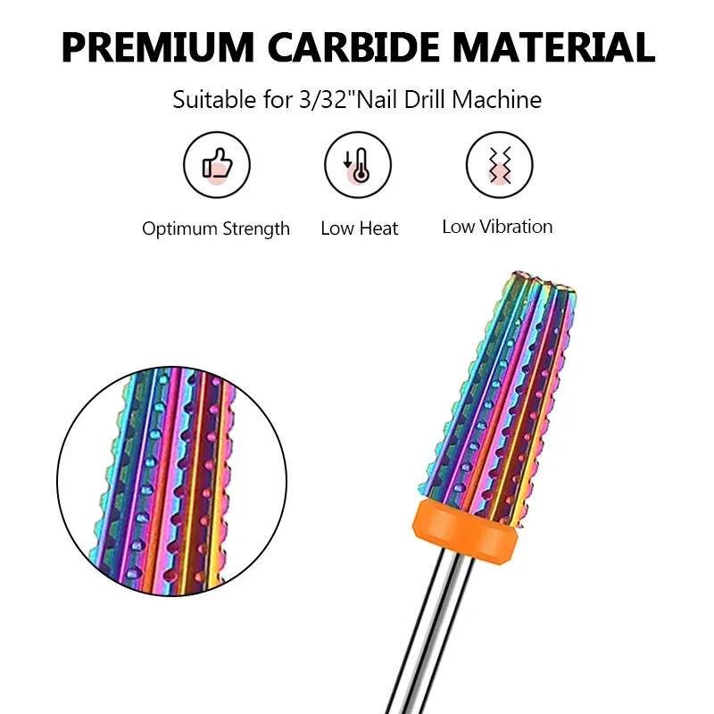 Broca de carburo de tungsteno para uñas, taladro de manicura para fresa, 5 en 1, brocas de cerámica para máquina de perforación eléctrica, nuevo