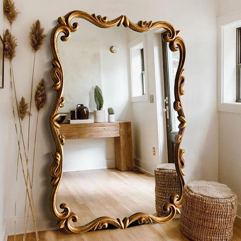 

Nordic Gold Big Decorative Mirrors Wall Apartment Princess Square Mirrors Full Body Living Room Specchi Decorativi Home Decor