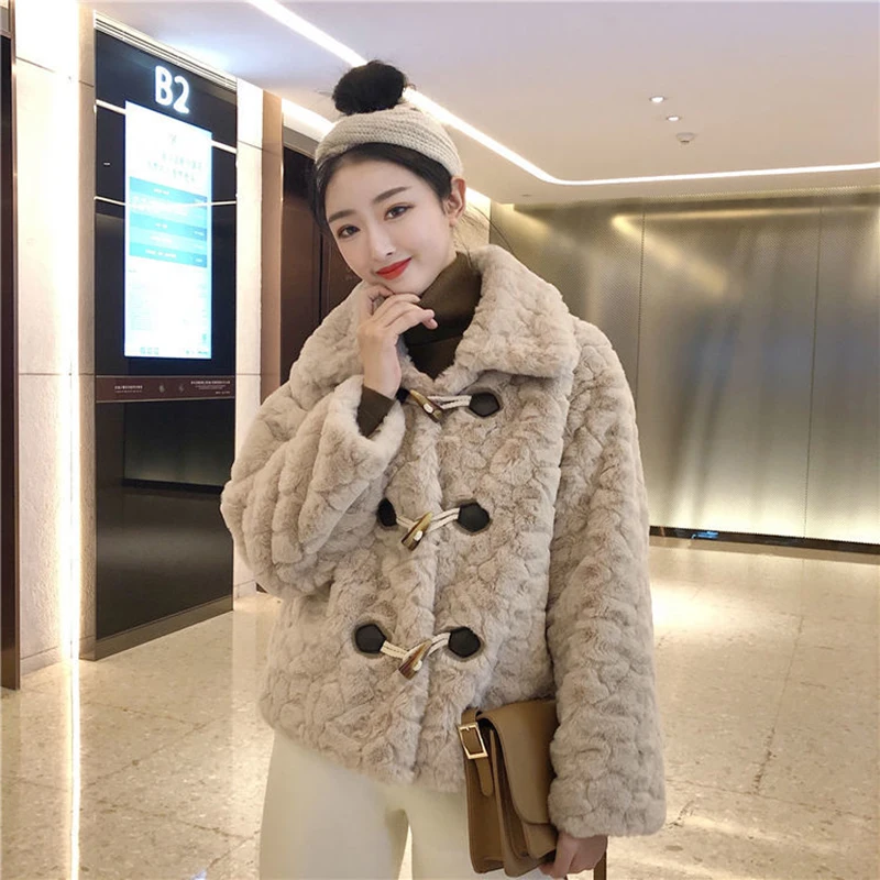 2024 Winter Thickened Lamb Wool Jackets for Women Casual Long Sleeve Buttons Lapel Outwear Female Loose Warm Faux Fur Coats Y2K