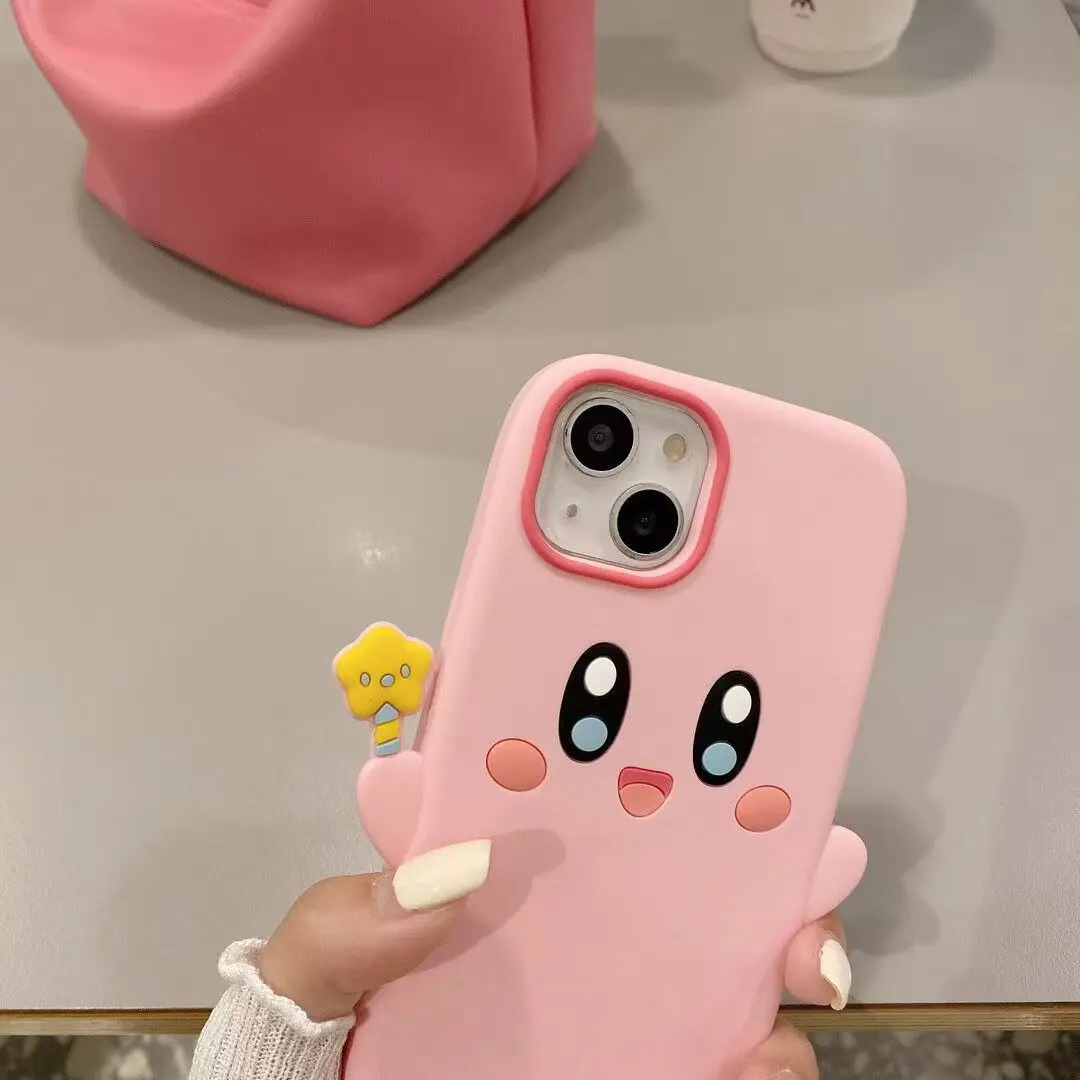 Funda de teléfono móvil de dibujos animados Kawaii Kirby para IPhone 13, 12, 11, 8, 7 Pro Max, funda trasera de silicona suave Y2K