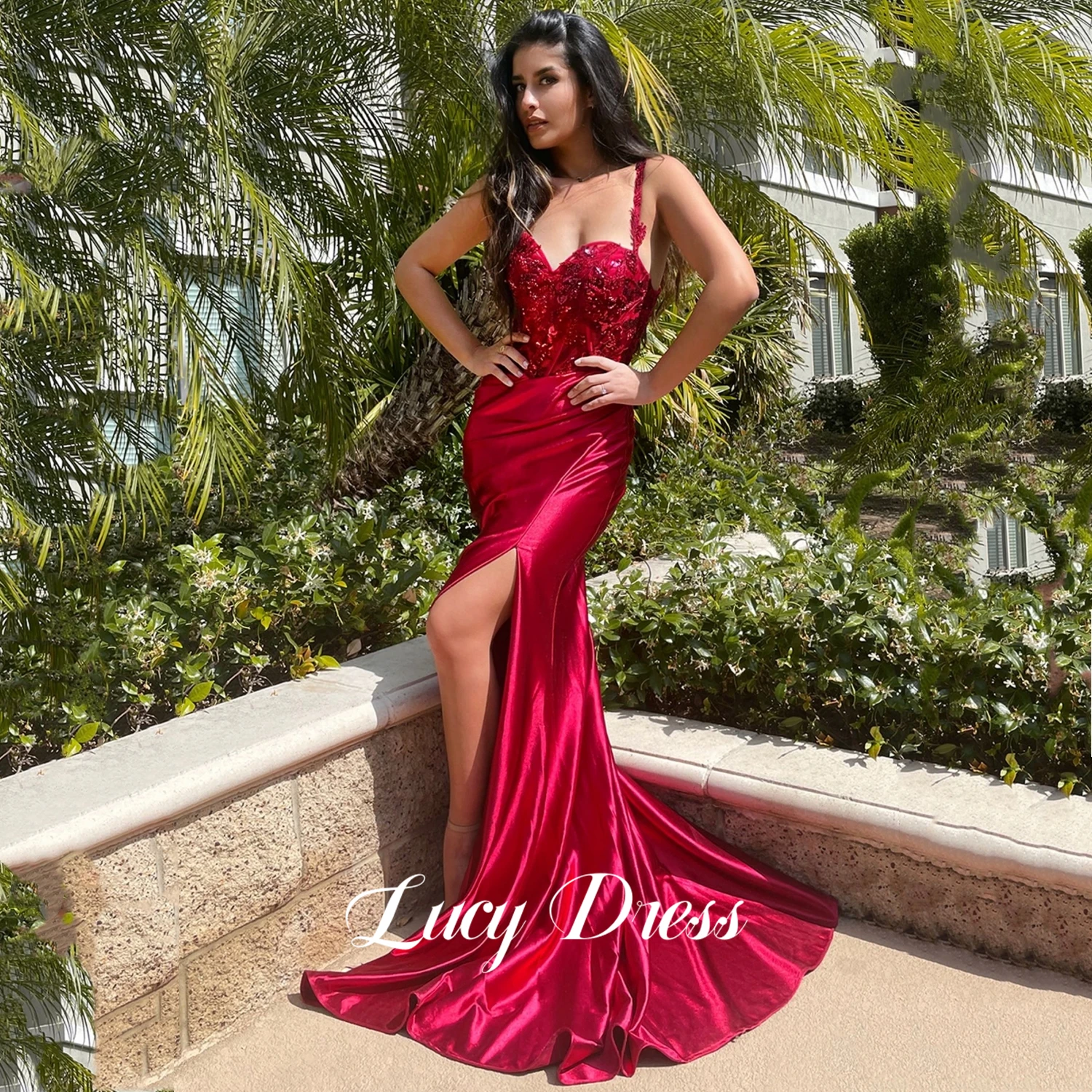 

Lucy Bridesmaid Dress Grace Beads Applique Prom Evening Mermaid Women's Long Luxury Dresses Gala 2024 Womens Elegant Party