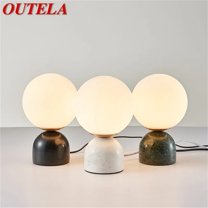 

OUTELA Nordic Table Lamp LED Vintage Glass Creative Design Marble Desk Light Modern For Home Living Room Bedroom Bedside Decor