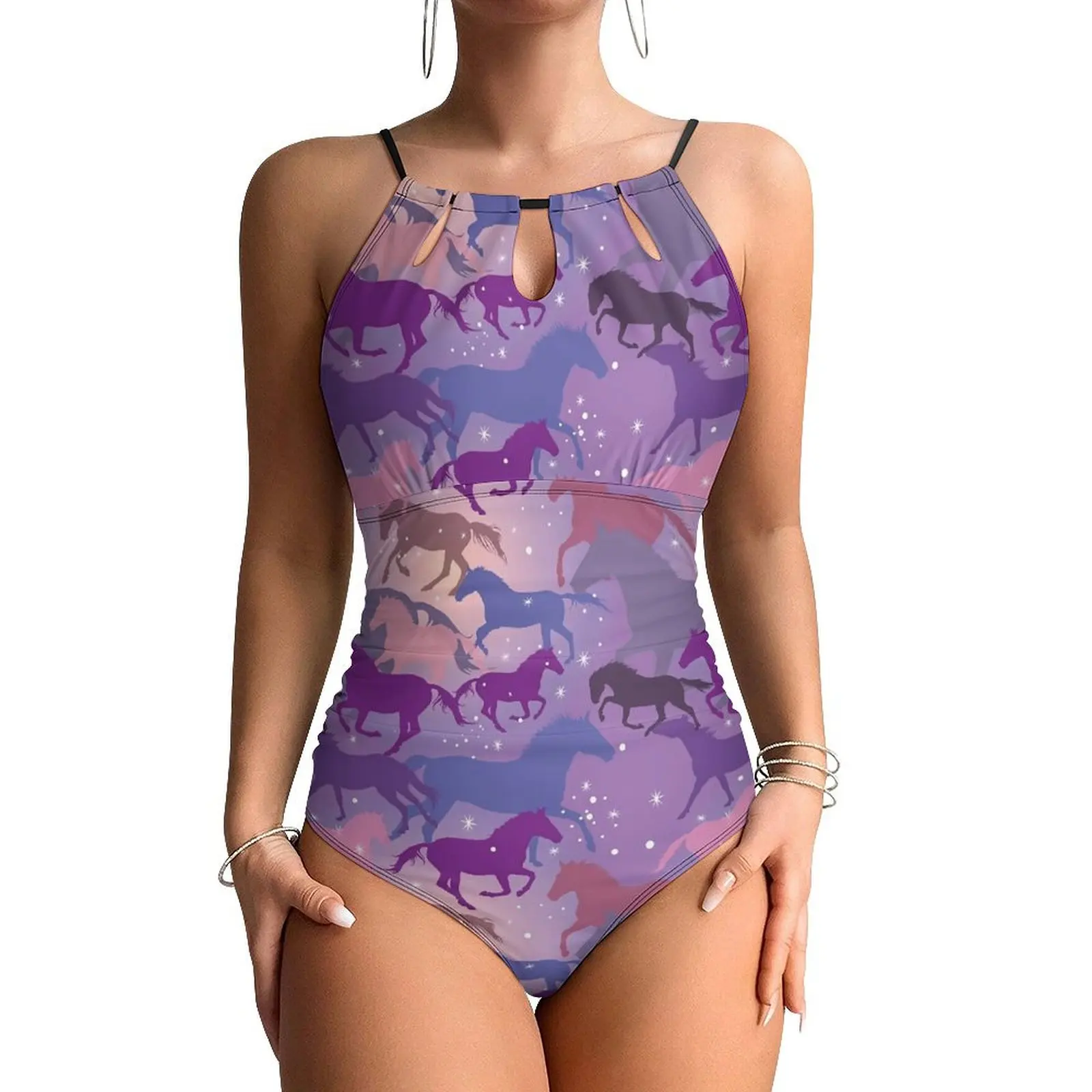 Flare Horse Swimsuit Animal Print One Piece Swimwear Push Up Simple Bathing Suits Sexy Vacation Bath Printed Swimsuits