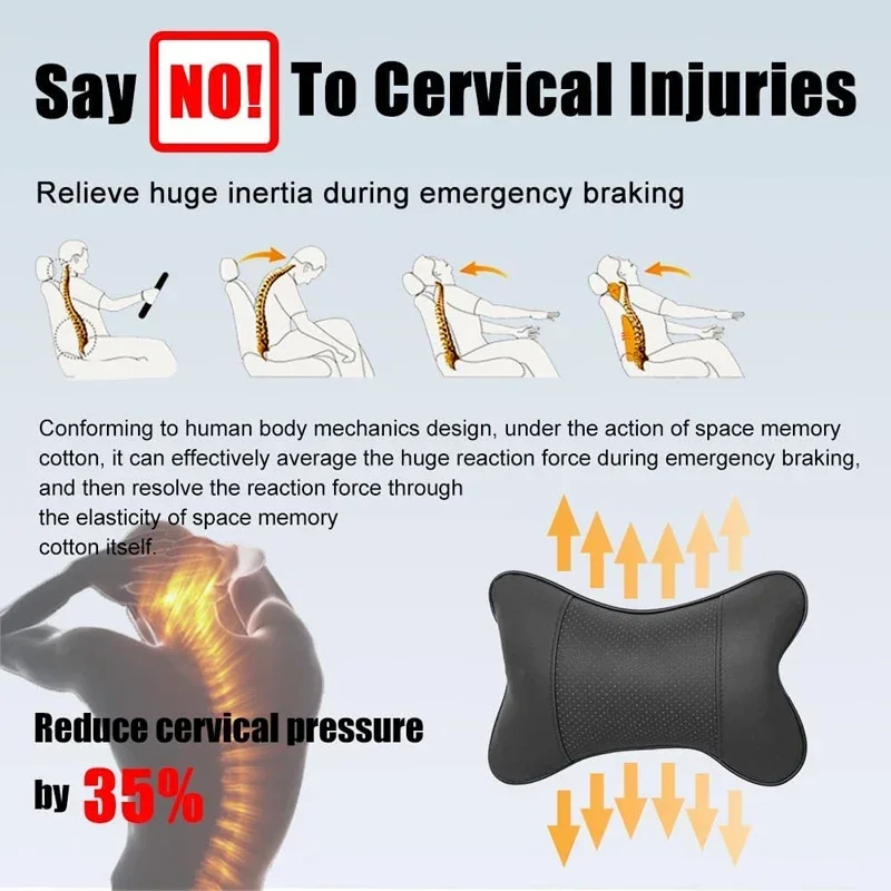 2 قطعة مسند الرأس لمقعد السيارة العالمي بولي Leather الجلود السيارات الداخلية مسند الرأس الوسائد حامي الكتف السفر الرقبة دعم مخدة ناعمة #3