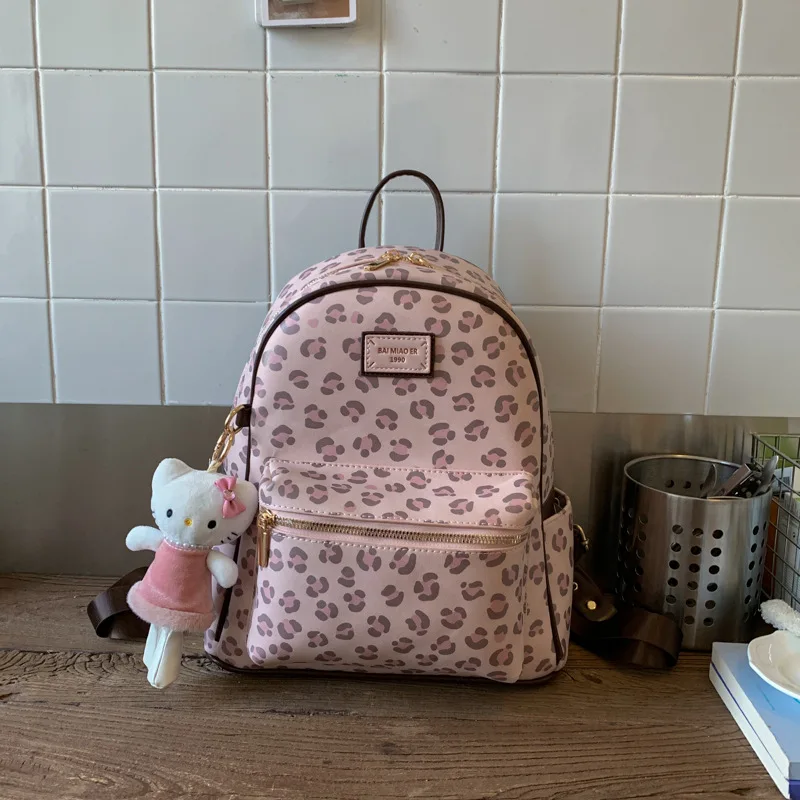 

High-end Niche Unique Sweet Cool Leopard Print Backpack for Women2025New large-capacity backpack for class and commuting