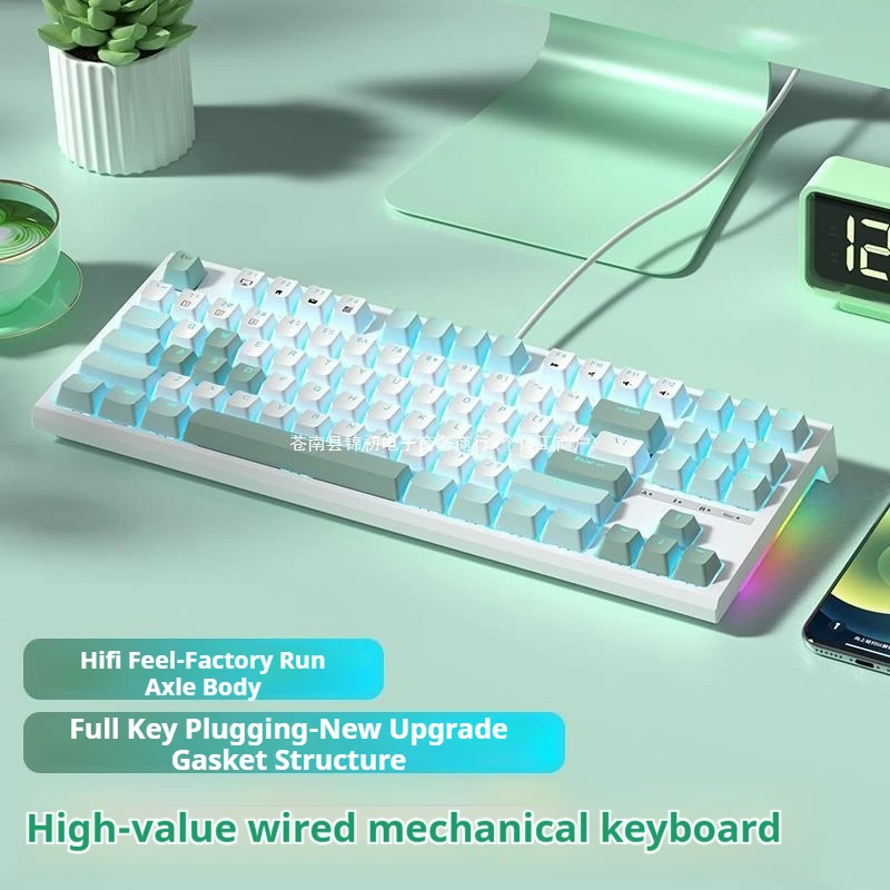 Mechanical Gaming Keyboard With 87 Wired Keys And Rgb Effects Supporting Hot Swappable Shafts For Gaming Home And Office Use