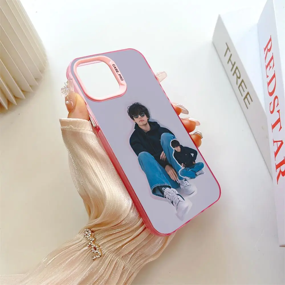 V Singer Kim Tae-hyung MINISO Phone Pink Popular In Korea Wholesale Case For IPhone 16 15 14 13 12 Pro XR Shockproof Color Cove