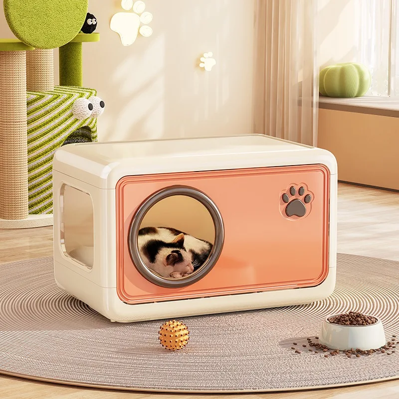 

Cat House Summer Cool House for Pets, Indoor Semi-enclosed Cat Villa, Large Space Cage Домик Для Кошки