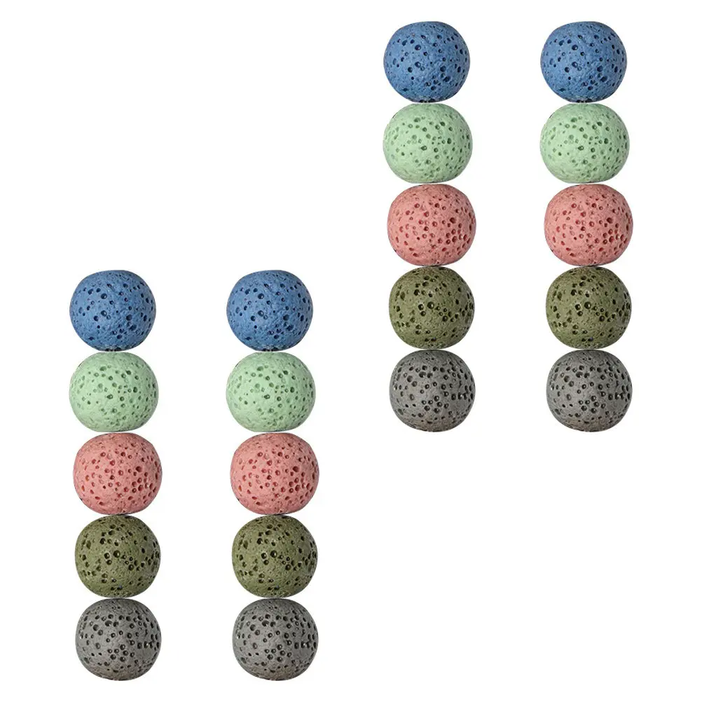 40Pcs Volcanic Loose Beads Premium Natural Lava Stone Beads Smooth Surface Easy DIY Jewelry Making Crafts Family Creative