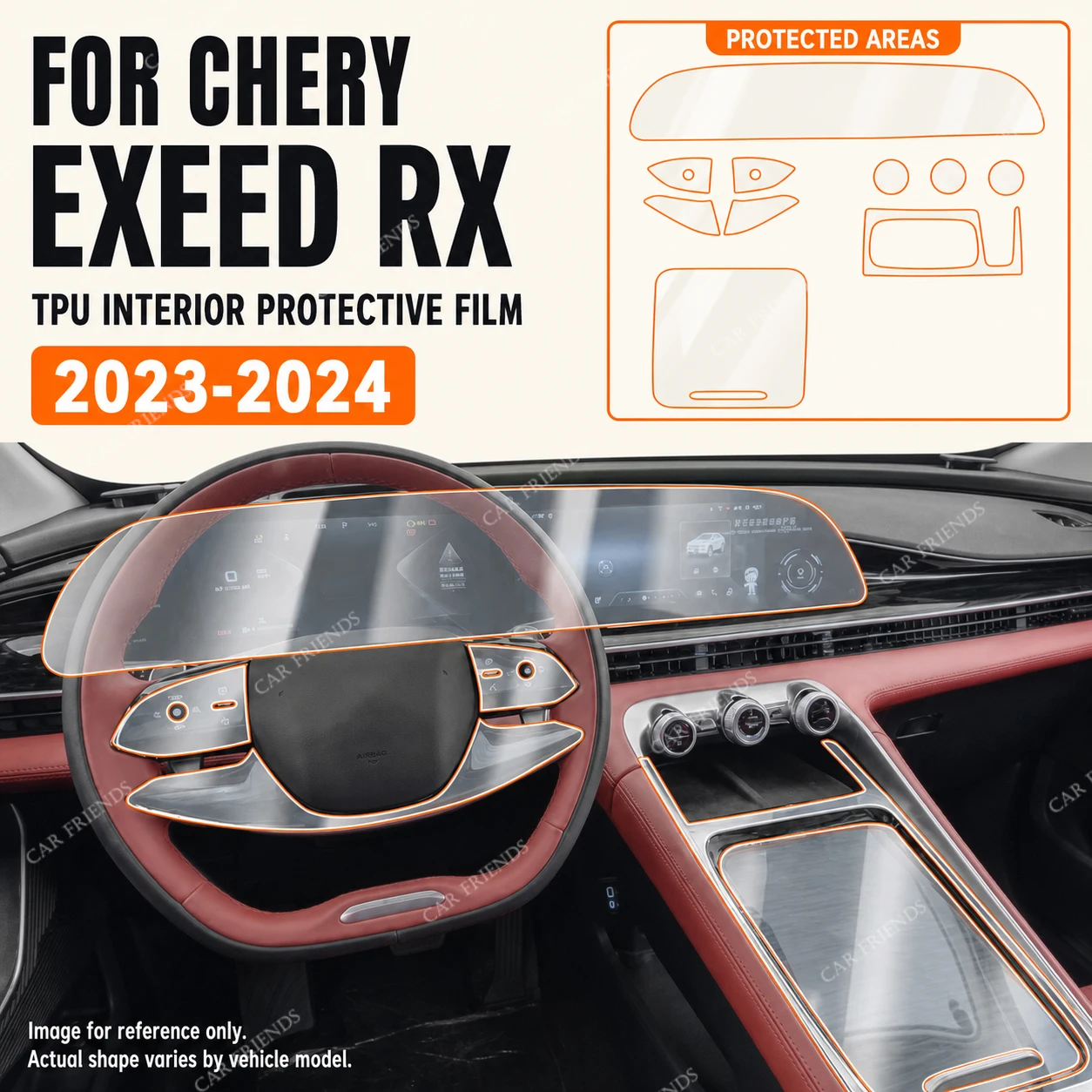 For Chery EXEED RX 2023 2024 Car Panel Film Dashboard Screen Protective Sticker Interior Anti-Scratch Film Accessories