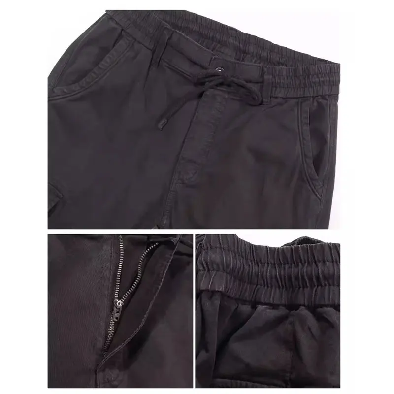 Calça casual cáqui cargo masculina, calças largas, streetwear, solta, estilista de bolso, corredores hip hop, moda de rua