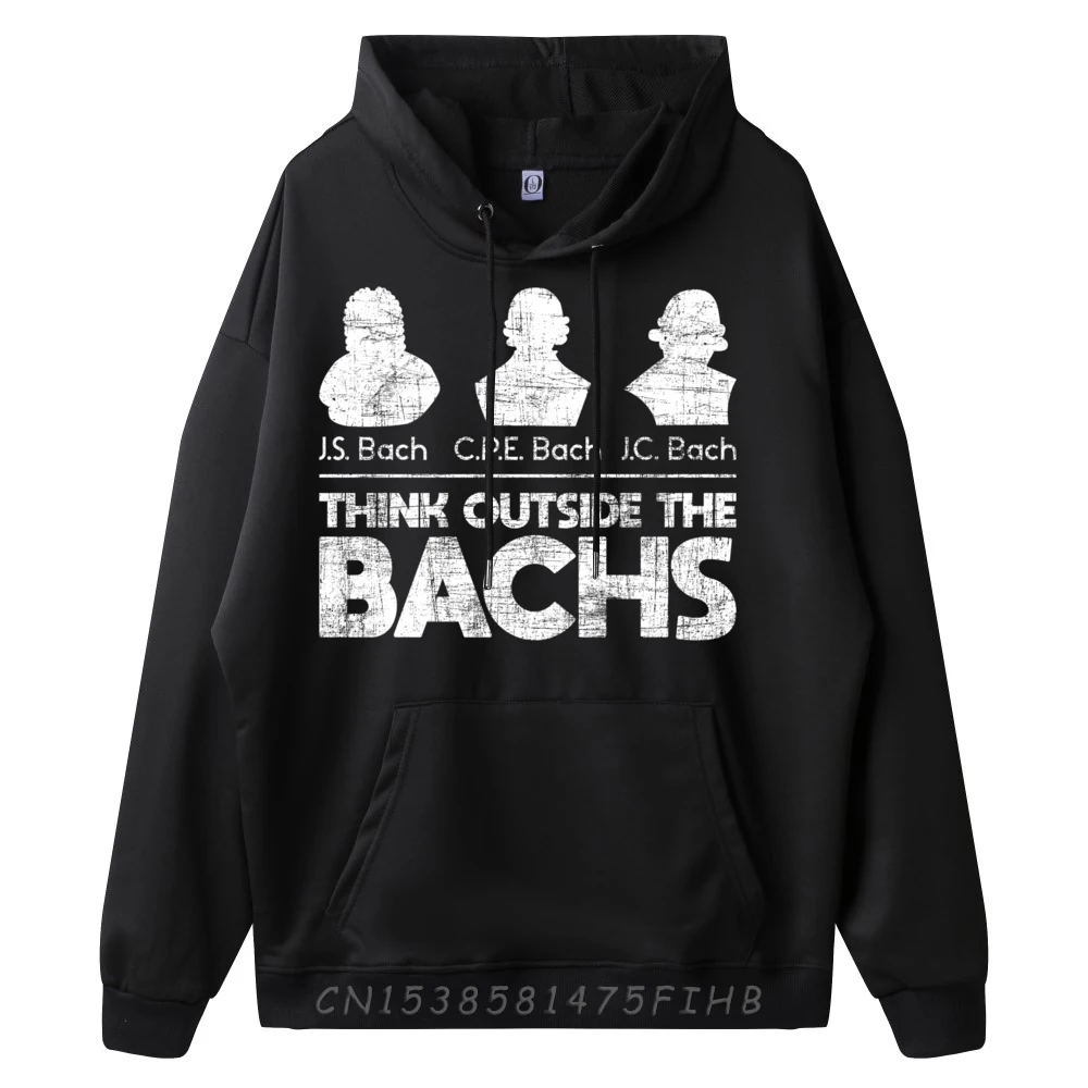 Think Outside The Bachs Classical Music Composer Teacher Graphic Pullover Hoodies Men Oversized Streetwear Men Valentines Day