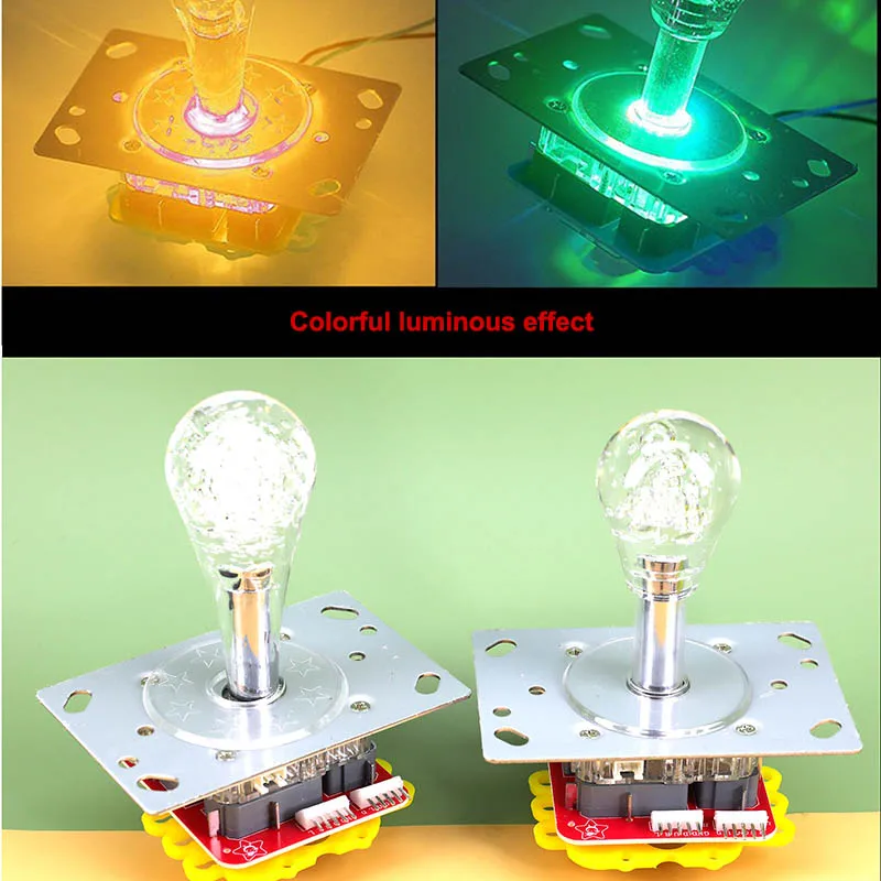 Led Joystick 5V12V illuminated colorful Light rocker 2/4/8 way joystick Happ Style Top ball arcade stick for crane game machine