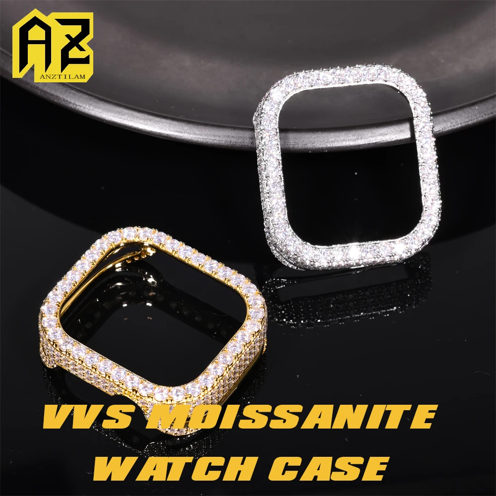 Anztilam Moissanite Watch Case For App** Watch 42mm Brass Can Pass Diamonds Tester With GRA Wrist Diamonds Case Free Shipping