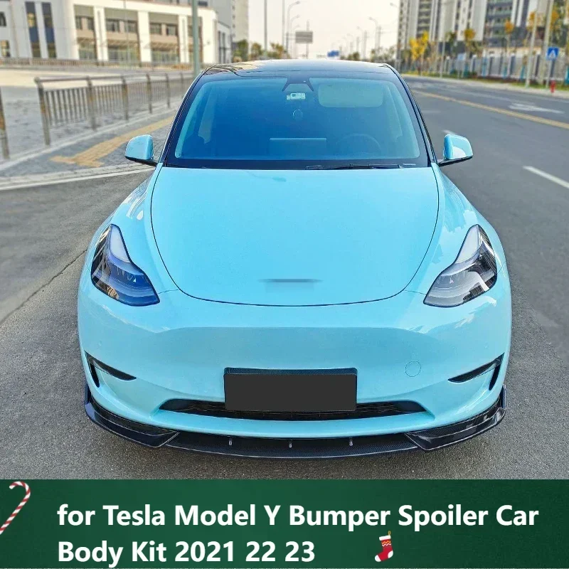 New! Front Splitter for Tesla Model Y Bumper Spoiler Car Body Kit 2021 22 23 Glossy Black Skirts Accessories