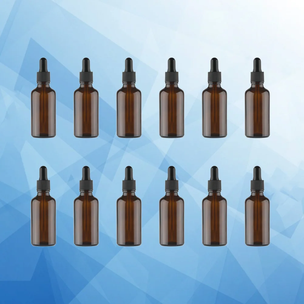 

12 Pcs Refillable Bottles Dropper Essential Oil Pipette Brown Travel Accessories