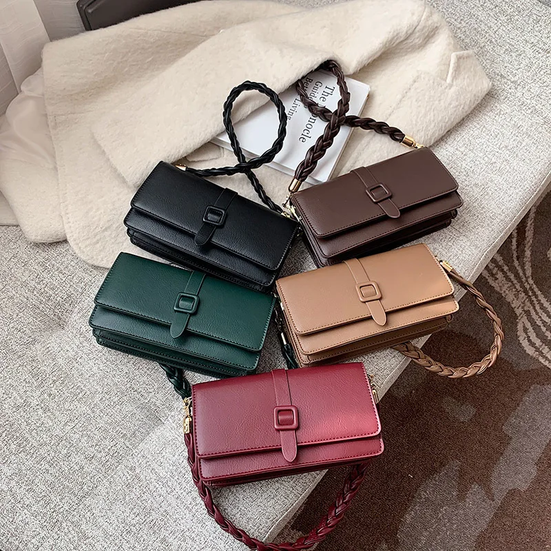 KK   2024 new handbag, women's new texture PU single shoulder crossbody bag, with a buckle armpit pocket niche design