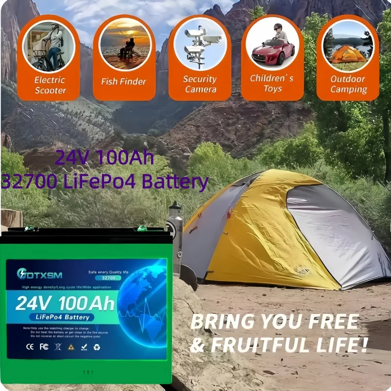 

24V 100Ah LiFePO4 battery BMS 8000+ cycle solar RV golf cart off-grid solar power generation system battery pack.