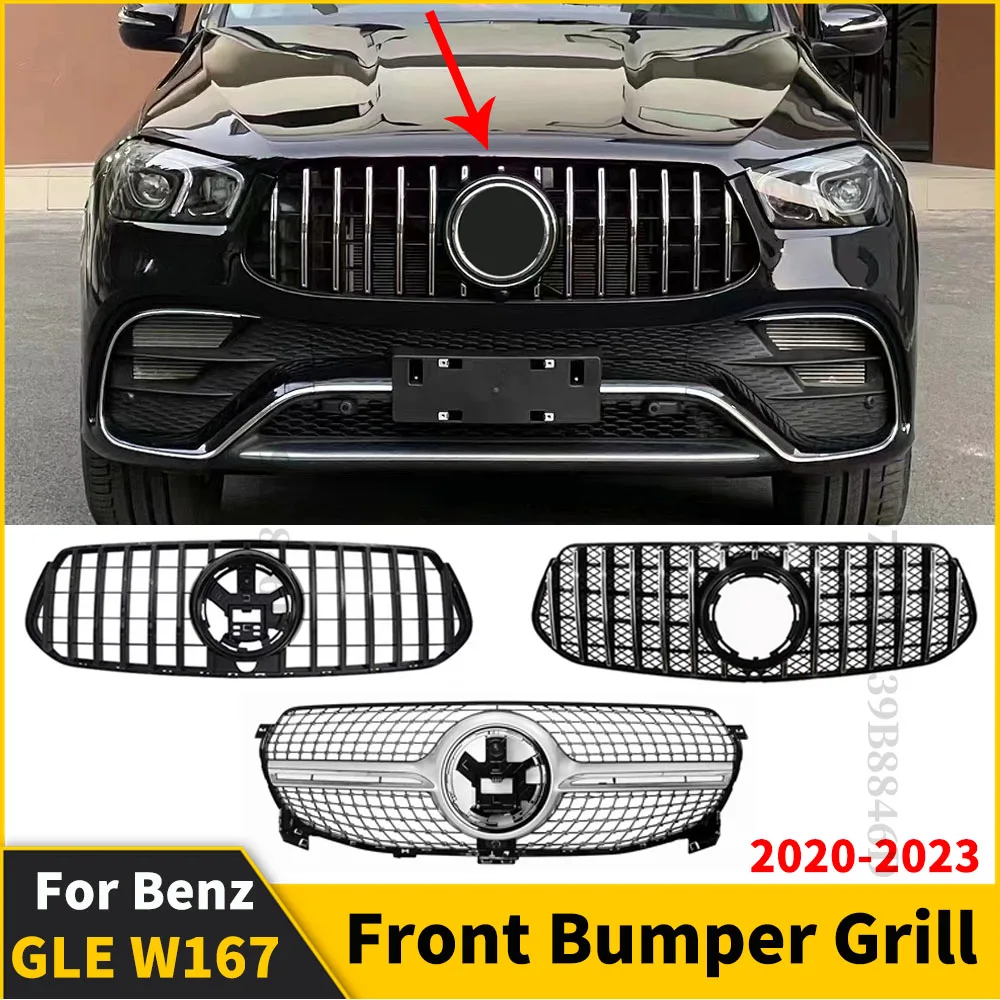 

GTR GT Diamond Front Grille Inlet Grill Bumper Hood Mesh For Mercedes W167 Benz GLE 350 450 2020-2023 Facelift Tuning Accessory