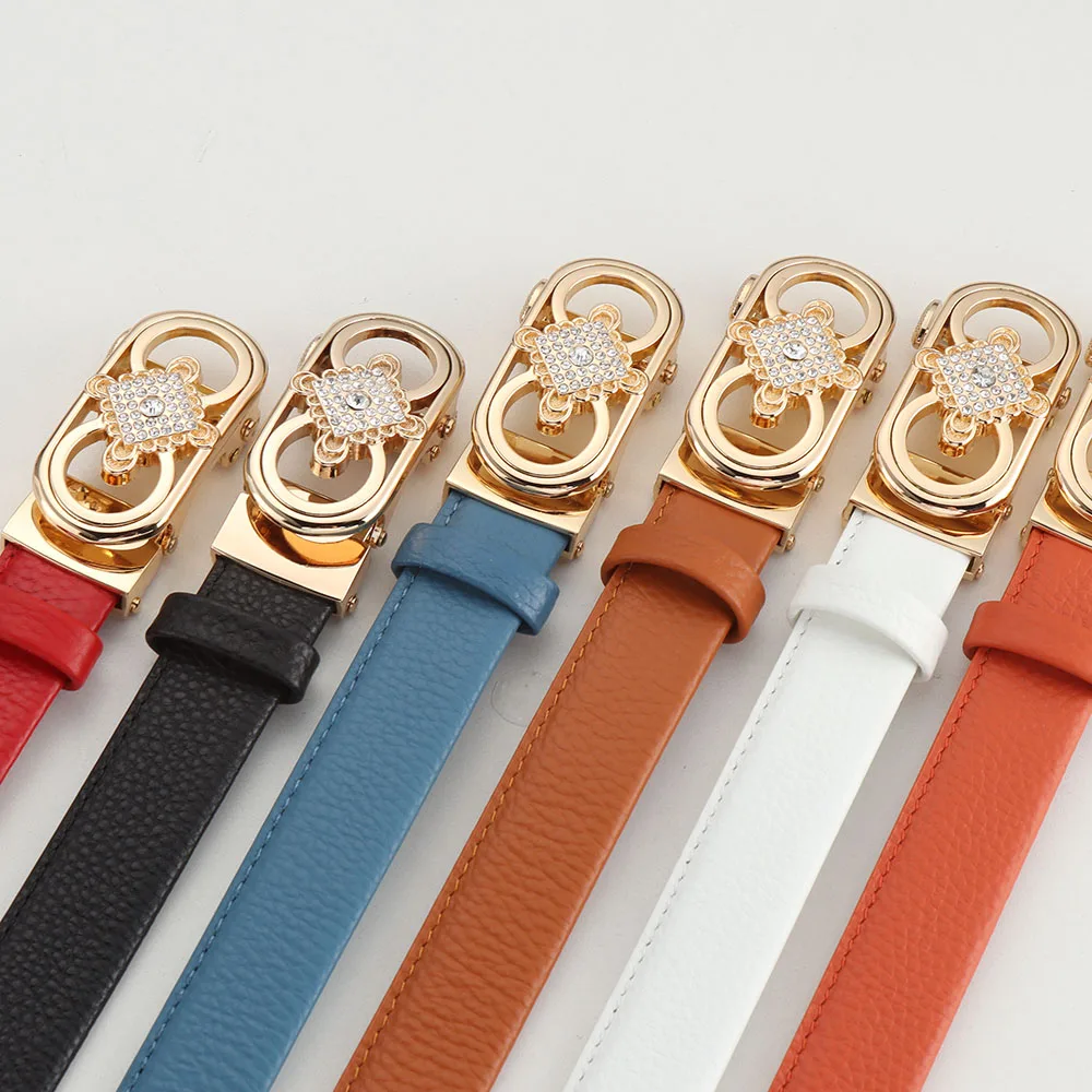 Chinese Knot Metal Ratchet Buckle Leather Belt for Women Luxury Designer Female Belt Strap for Dress Jeans Accessories