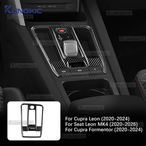 Imagen 1 del producto ABS para Cupra Leon 2020-2024/Seat Leon MK4 2020-2026/Cupra Formentor 2020-2024 ABS estilo de fibra de carbono LHD RHD embellecedor de engranaje de coche automático