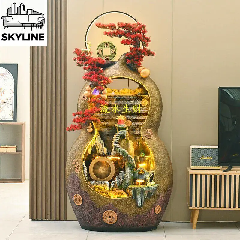 

Китайский фонтан-горка с текущей водой и декоративными камнями, циркулирующая вода, талисман удачи, украшение для гостиной и офиса, ландшафтный декор.