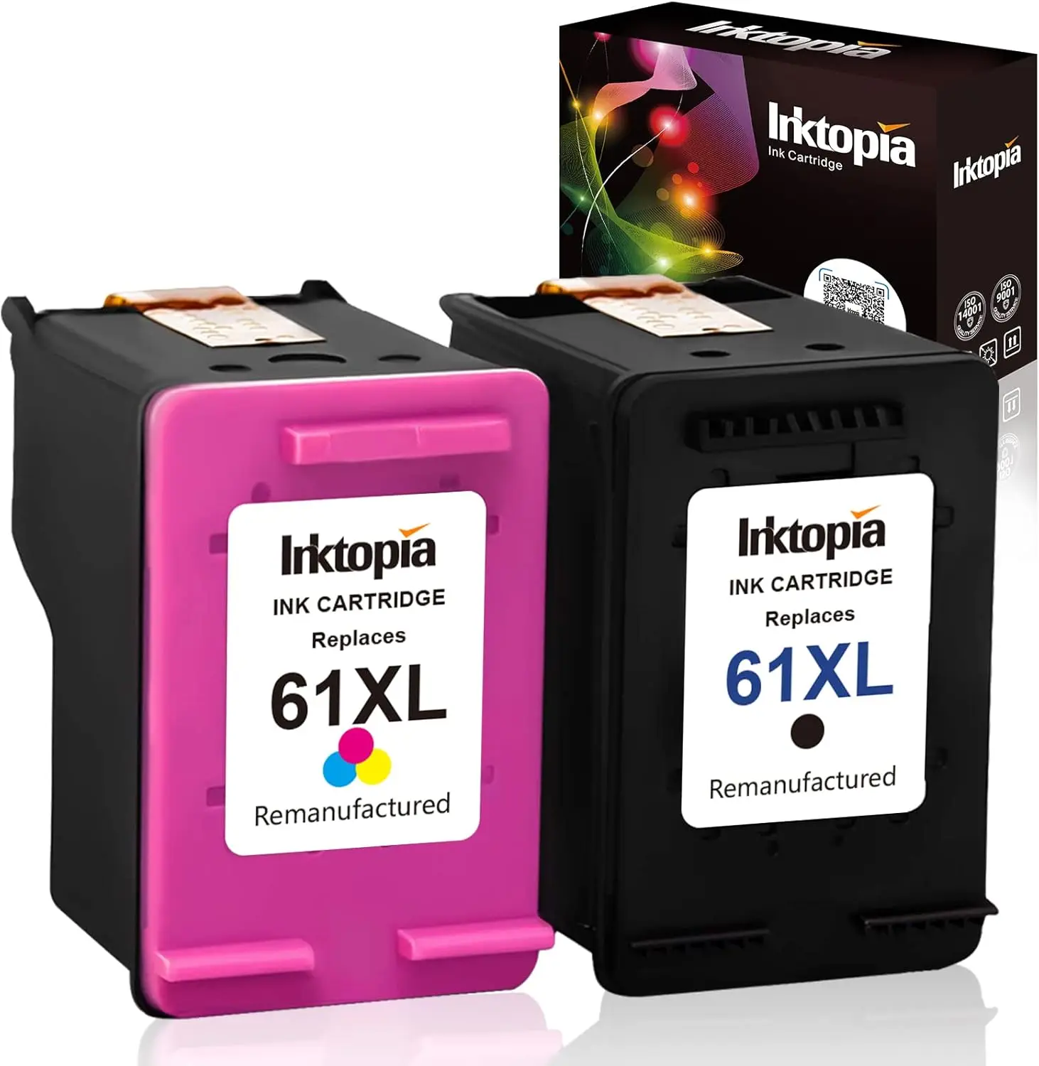 

High Yield Remanufactured Ink Cartridges for HP Printers, 1 Black & 1 Tricolor, Compatible with Envy and Deskjet Models