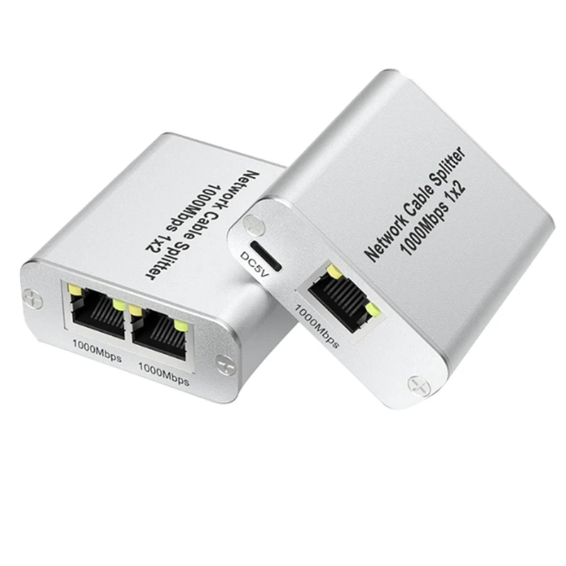 Top-Ethernet Splitter 1 To 2 High Speed Gigabit Ethernet Switch 2 Port Internet RJ45 LAN Splitter For Cat5/5E/6/7/8 Cable