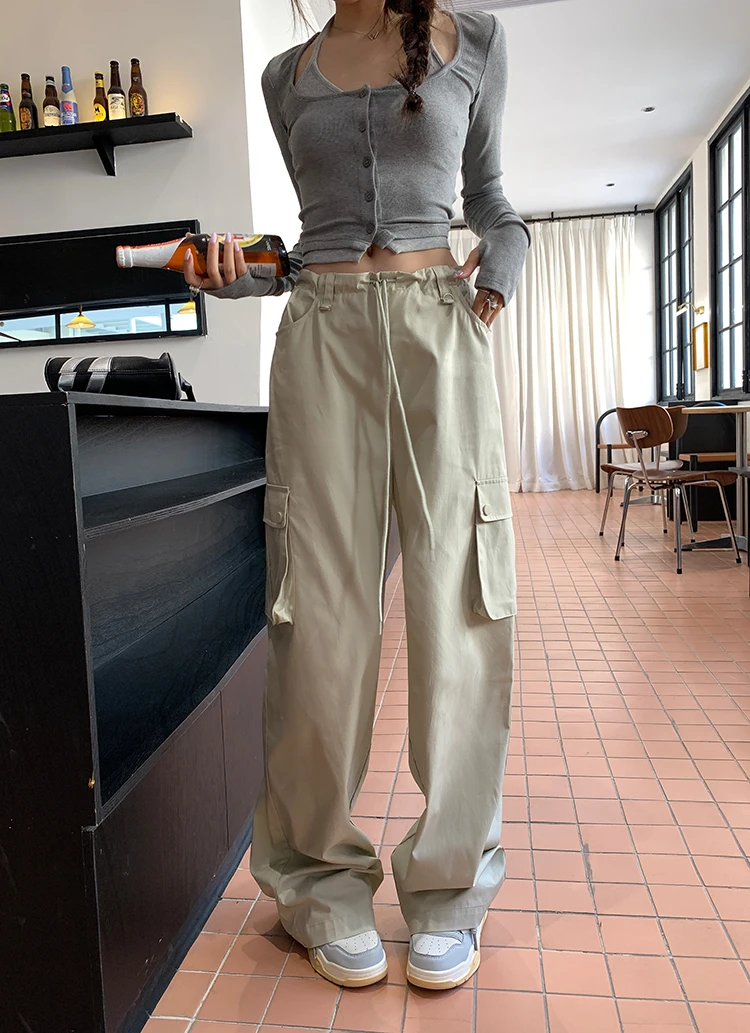 

Korean style Overalls Women's Retro Casual Versatile High Waist Wide Leg Pants Straight Loose Pants Women's