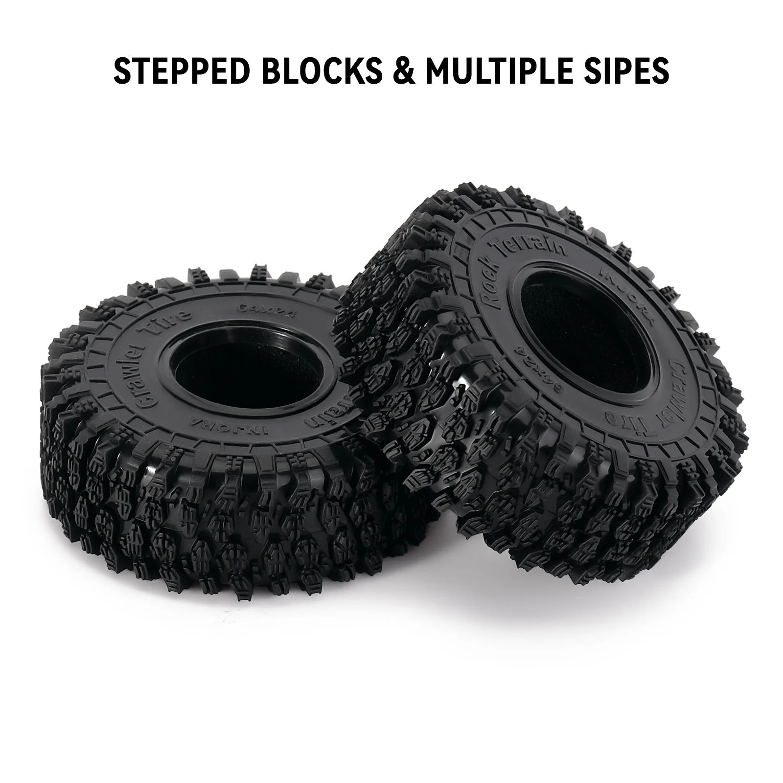 INJORA Super Soft Sticky 1.0 Crawler Tires 64*24mm for 1/18 1/24 RC Crawler Car Axial SCX24 FMS FCX24 AX24 Upgrade (T1011)