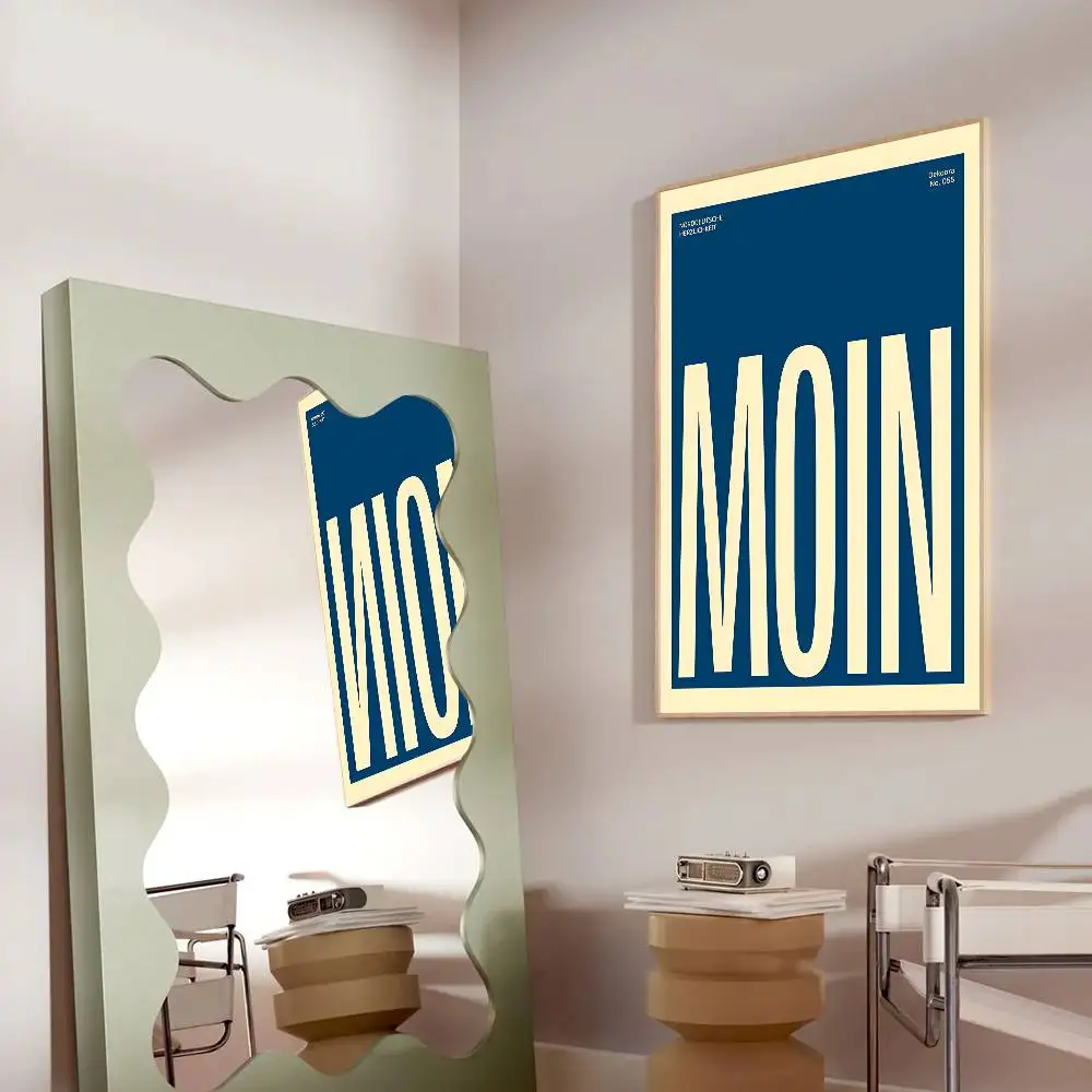 Moin - Calidez del norte de Alemania en azul, póster mural para sala de estar, dormitorio, pared de oficina, decoración de pared, regalo para amigos, sin marco