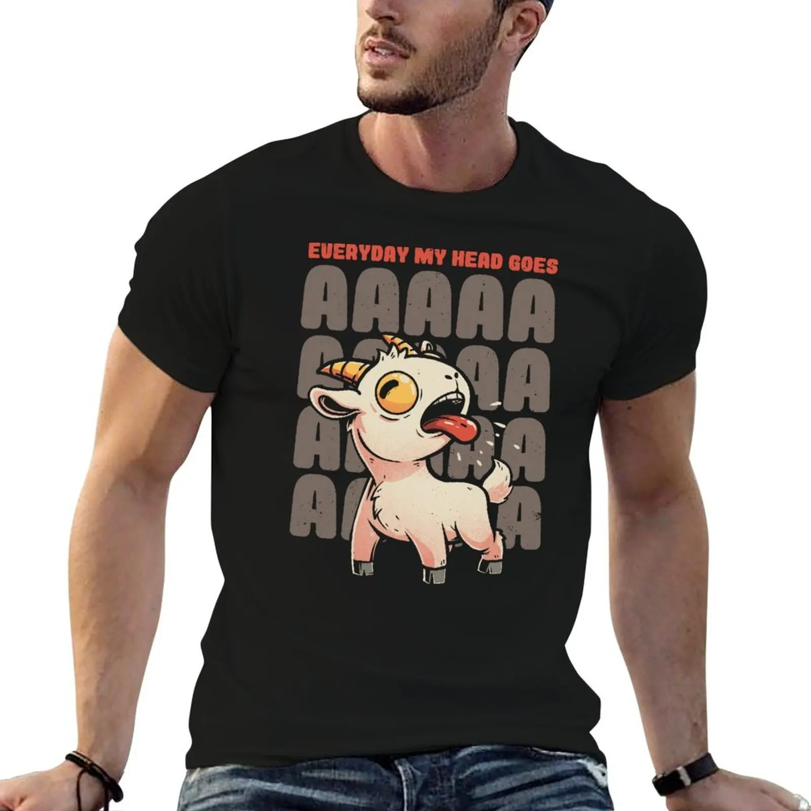 

Everyday My Head Goes AAAA - Funny Goat Meme Gift T-Shirt cotton t shirts high quality cotton t shirt pack T-Shirt