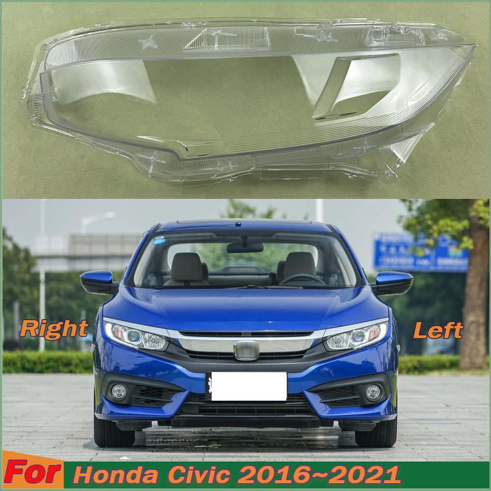 

For Honda Civic 2016~2021 Halogen Front Headlamp Transparent Cover Lampshade Lamp Shell Masks Headlight Shade Lens Plexiglass