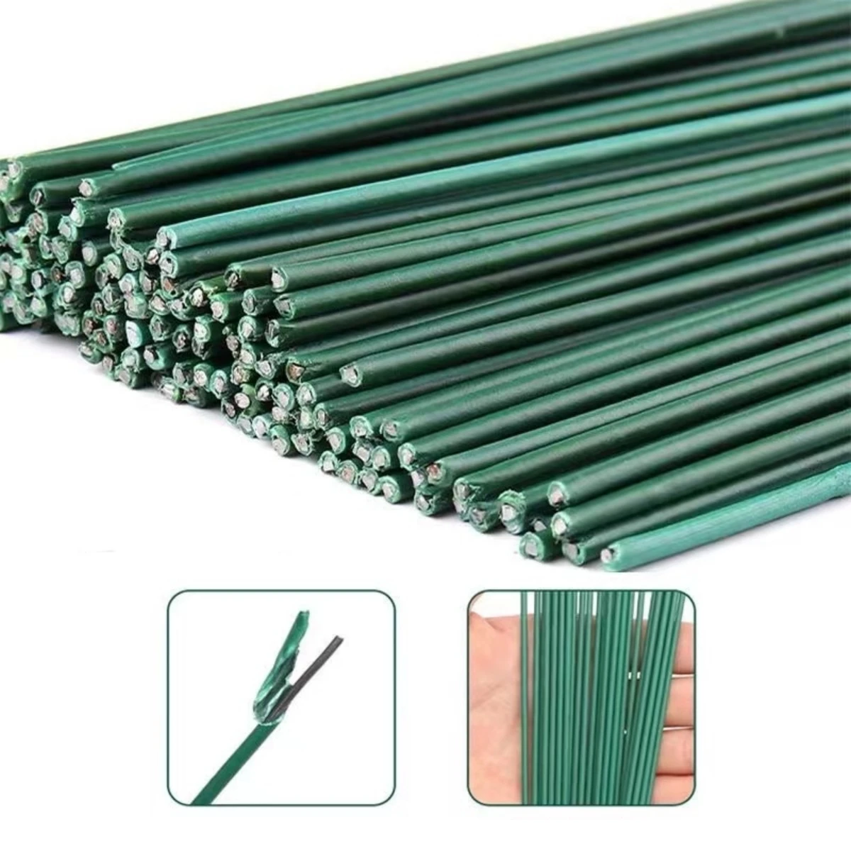 20pcs 30/40cm Green Flower Stem Sticks DIY Floral Material Handmade Wire Stem Accessories