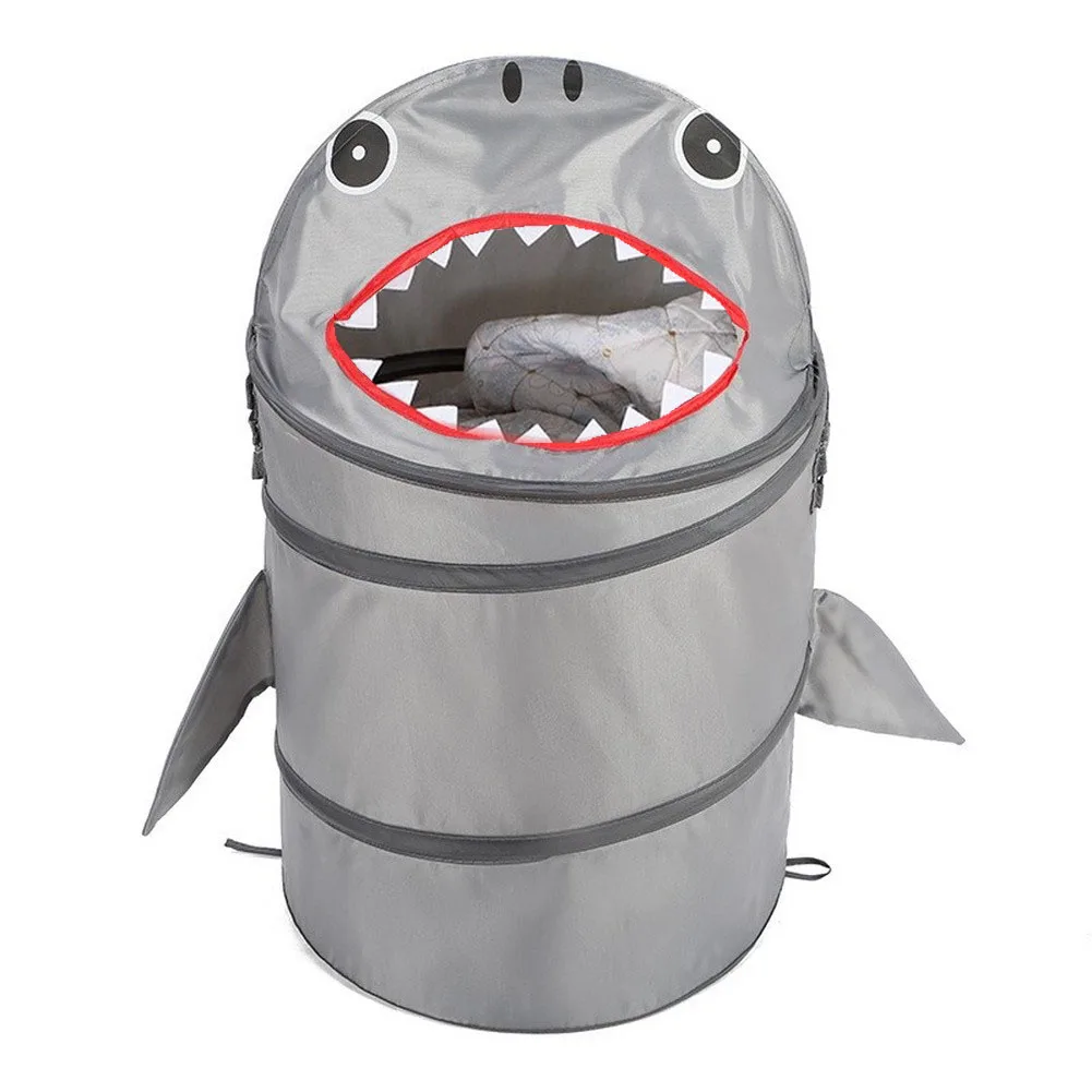 For Shark Fold Flat Hamper for Toys Laundry Towels Bedding with Spacious Interior for Nursery Bathroom Bedroom