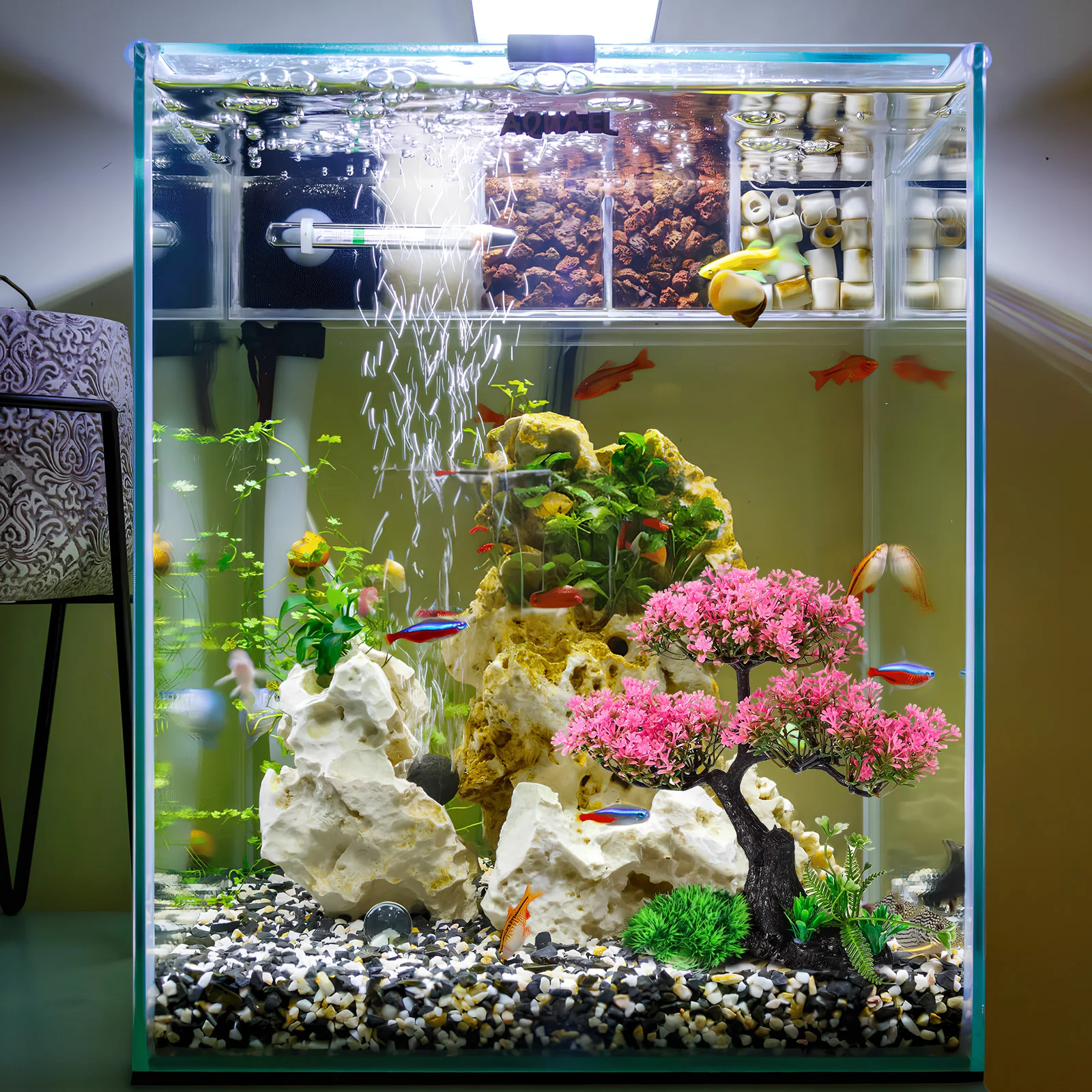 Plants and Water Set Realistic Aquarium Fake For Fish Tank Decor Decorations Plastic Turtle Accessories