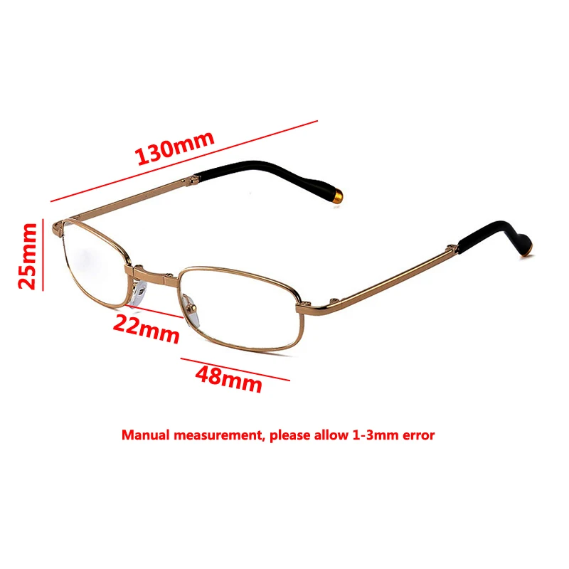 Portable Folding Presbyopic Glasses For Men\'s And Women\'s Diopter +1.0 1.5 2.0 2.5 3.0 3.5 4.0 Reading Glasses Metal Frame