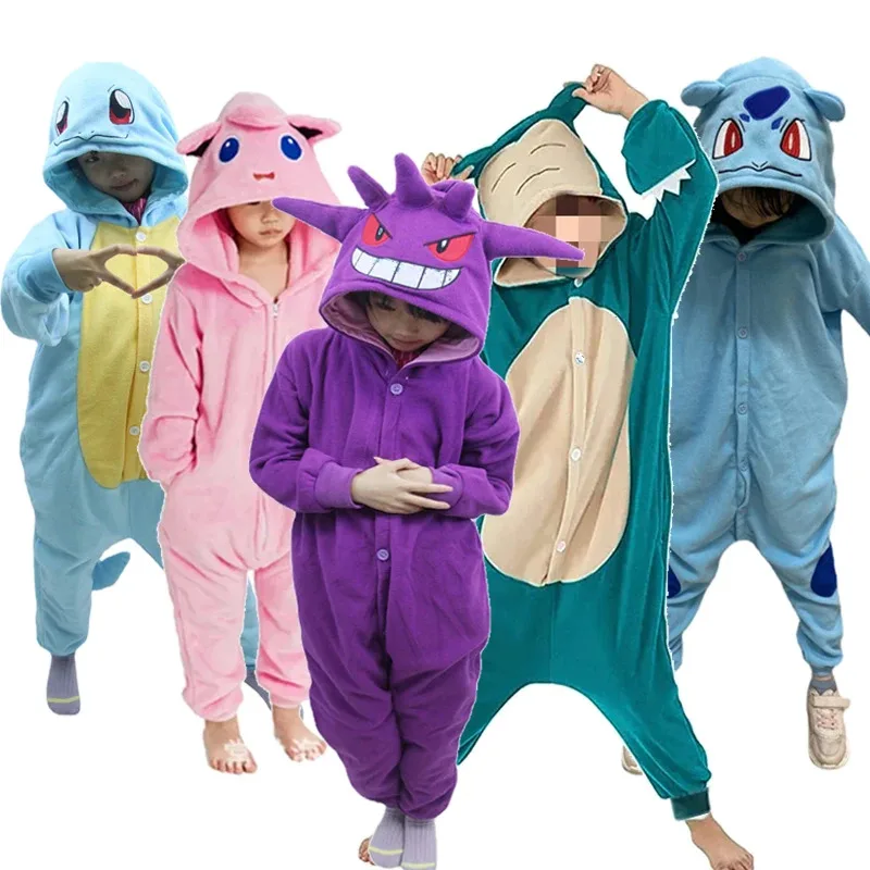 TAKARA TOMY Pijama Jigglypuff Pikachu Gengar Snorlax Onesie Kigurumi niños Cosplay Charmander Halloween Anime pijamas