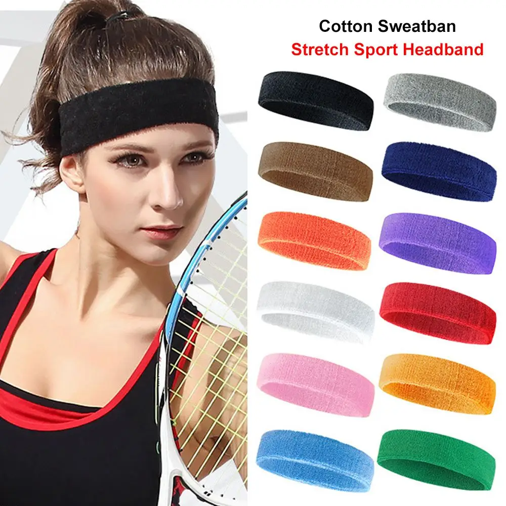 New Terry Cloth Tennis Basketball for Yoga Gym Workout Sports Headbands Athletic Sweat Bands Elastic Hair Bands Cotton Sweatband