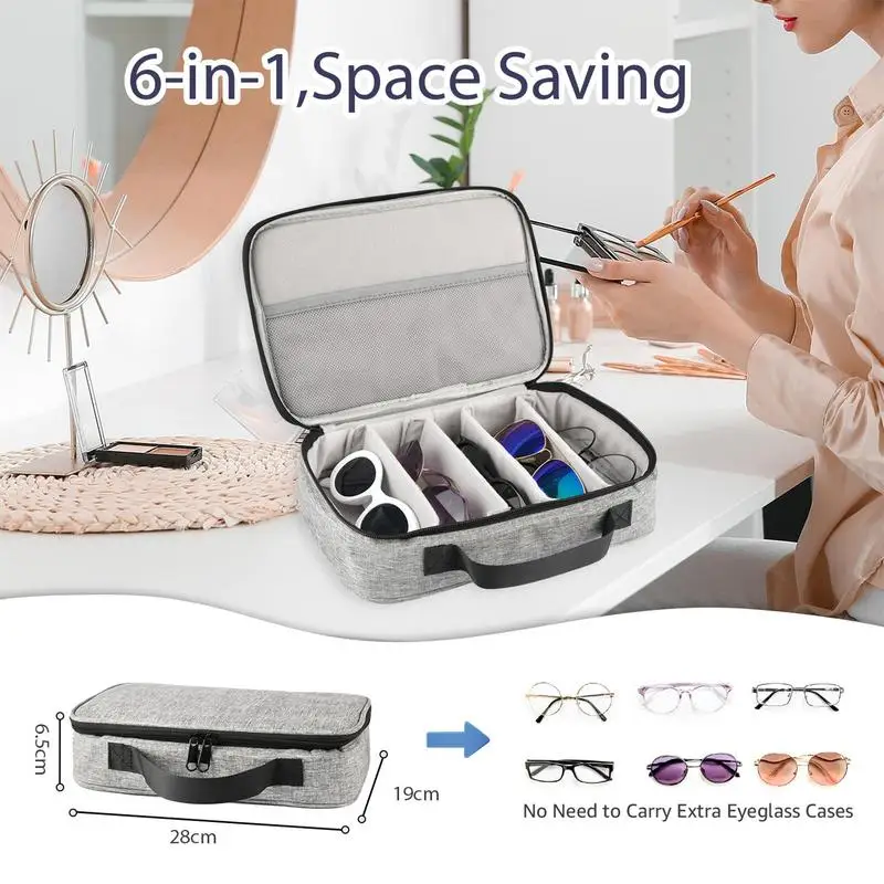 Glasses Case Multiple Pairs Storage Box Sunglasses Organizer Adjustable Slot Sunglasses Case Multiple Glasses Holder Sunglass