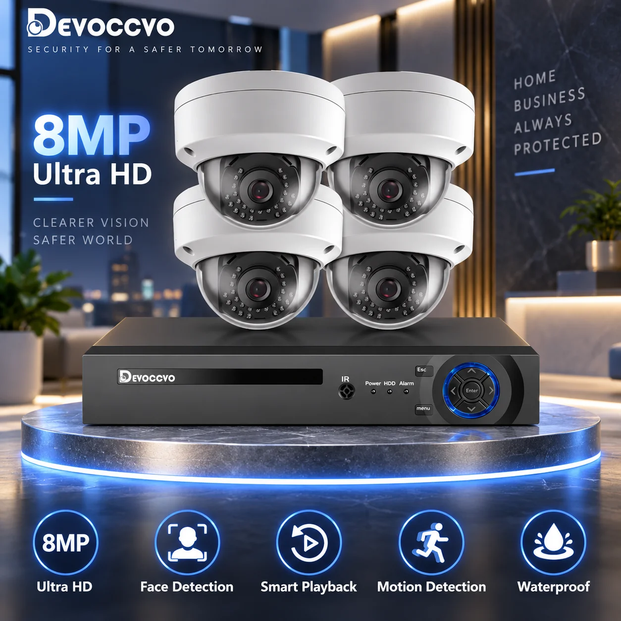 4CH 4K HD Outdoor AHD Dome Camera Kit Waterproof CCTV Security System Home 8MP XMEYE Face Detection 8CH DVR Security Camera Set