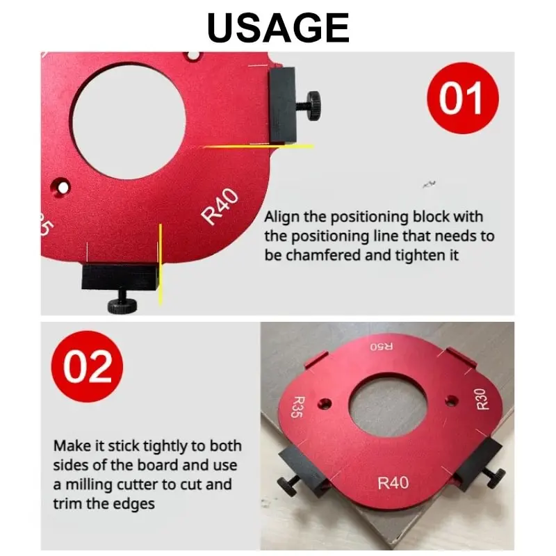 4 In 1 R10-R50 Arc Angle Positioning Template Precise Round Corner Jig Templates Wood Quick-Jig Router DIY For Woodworking Tools