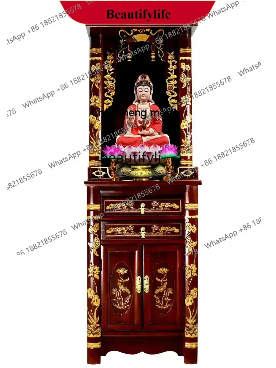 z183 Solid Wood Buddha Niche Buddha Cabinet New Chinese Style Clothes Closet Shrine Ancestor Altar Cabinet Home God of Wealth Ca